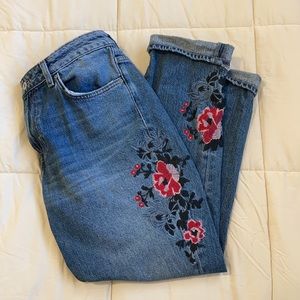Flower embroidered h&m jeans